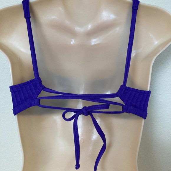 xhilaration Bathing Swim Suit Top Purple Ribbed Knit Removable Pads - Picture 5 of 5